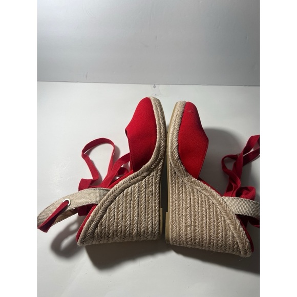 Red Espadrille Wedge Sandals - Picture 6 of 8